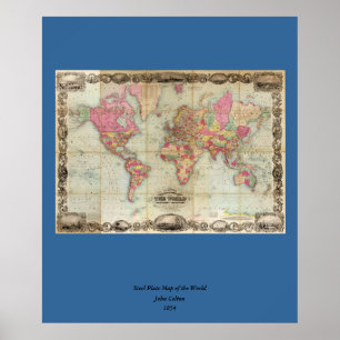 Póster Mapa del mundo antiguo de John Colton, alrededor d