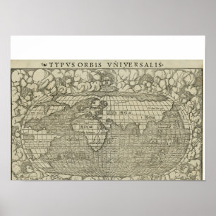 Póster Mapa del mundo antiguo de Sebastian Münster alrede