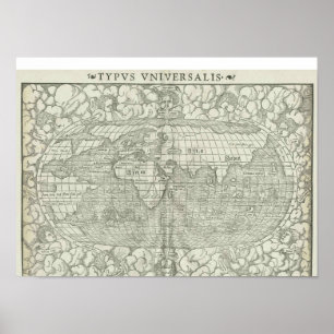 Póster Mapa del mundo antiguo de Sebastian Münster alrede