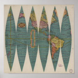 Póster Mapa del Mundo Antiguo Rand McNally 1891