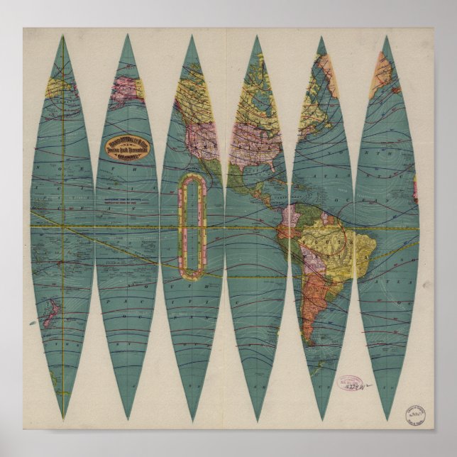 Póster Mapa del Mundo Antiguo Rand McNally 1891 (Frente)