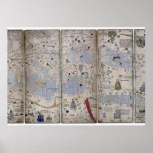 Póster Mapa del mundo Atlas Catalán s. XIV Abraham Cresqu