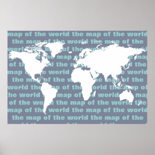 Póster mapa del mundo blanco - diseño tipográfico