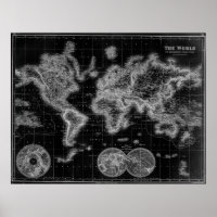 Mapa del mundo blanco y negro (1872) Inverso