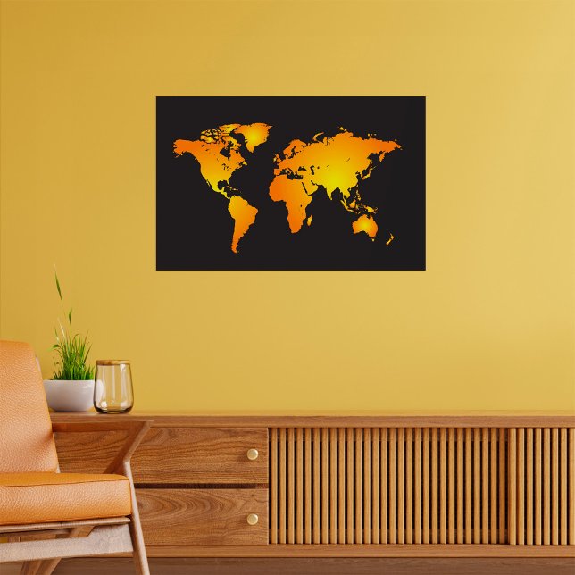 Póster Mapa del mundo brillante en Naranja y amarillo (Subido por el creador)