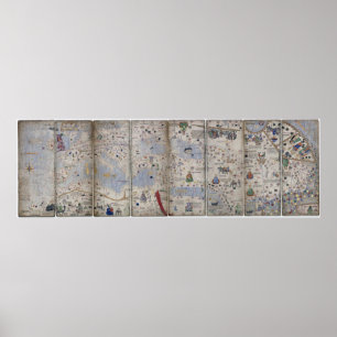 Póster Mapa del Mundo Catalán del Atlas 14th c. Abraham C