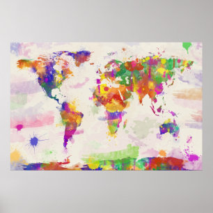Póster Mapa del mundo colorido