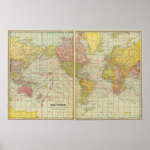 Póster Mapa del mundo con las derrotas
