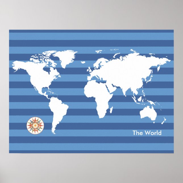 Póster mapa del mundo con rayas (Frente)