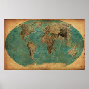 Póster Mapa del mundo de 1938