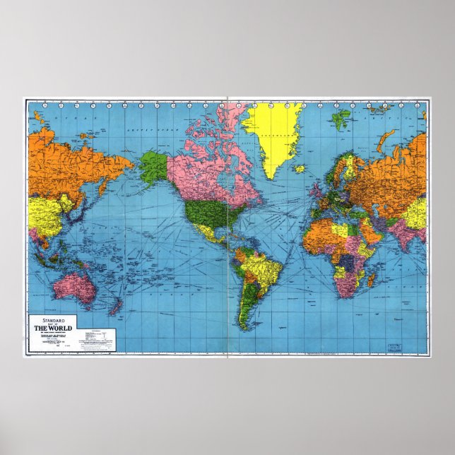 Póster Mapa del mundo de 1942 (Frente)