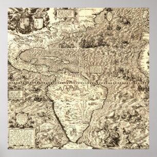 Póster Mapa del mundo de América de Diego Gutiérrez