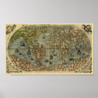 Póster Mapa del mundo de Fernando Bertelli 1565