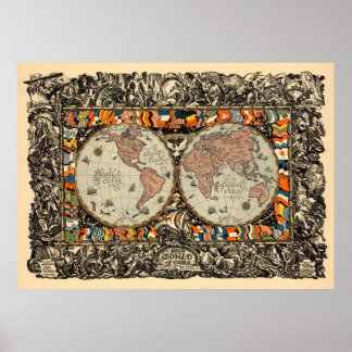 Póster Mapa del mundo de la cosecha