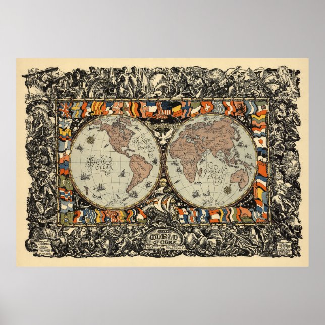 Póster Mapa del mundo de la cosecha (Frente)