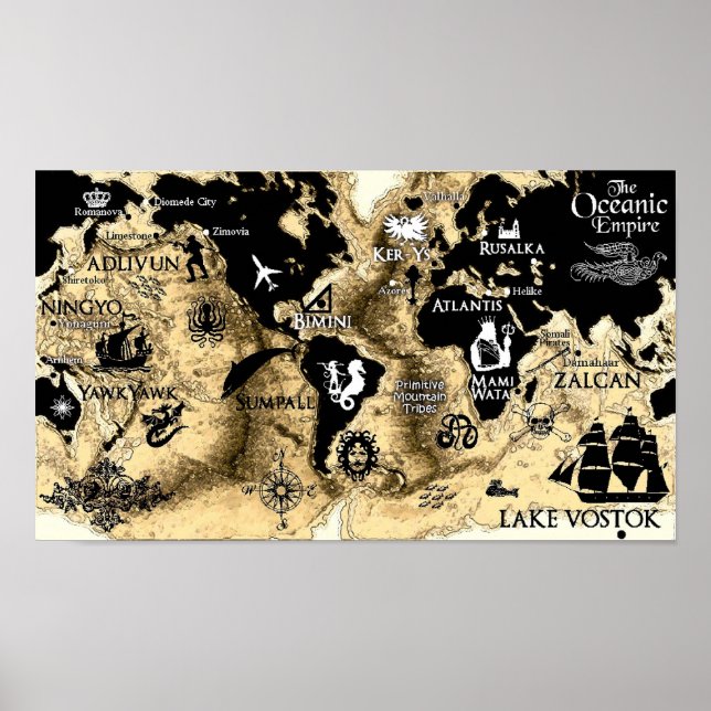 Póster Mapa del mundo de la serie respiratoria sagrada (Frente)
