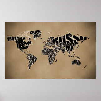 Póster Mapa del mundo de la tipografía