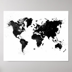 Póster Mapa del mundo de las acuarelas