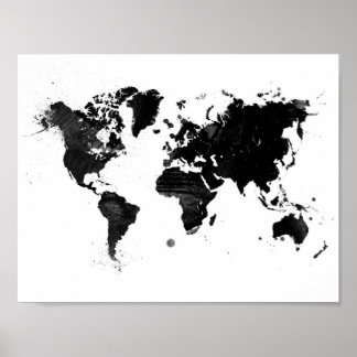 Póster Mapa del mundo de las acuarelas