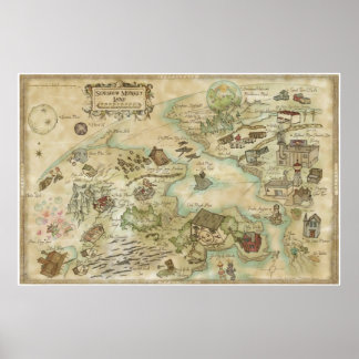 Póster Mapa del mundo de los monos en Sideshow