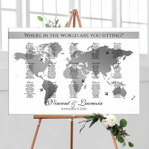 Póster mapa del mundo de los viajes del gráfico de asient