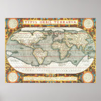 Mapa del Mundo de Vintage de Abraham Ortelius 1587