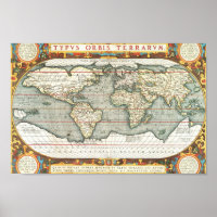Mapa del Mundo de Vintage de Abraham Ortelius 1587