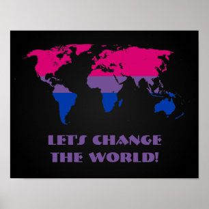 Póster Mapa del mundo del orgullo bisexual