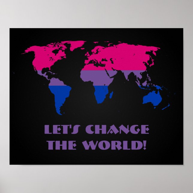 Póster Mapa del mundo del orgullo bisexual (Frente)