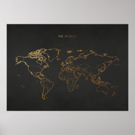 Póster Mapa del mundo del oro