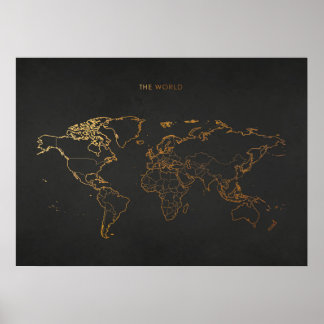 Póster Mapa del mundo del oro