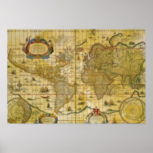 Póster Mapa del mundo del vintage
