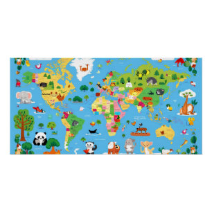 Póster Mapa del mundo divertido