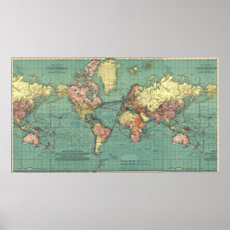 Póster Mapa del mundo en 1919-1921