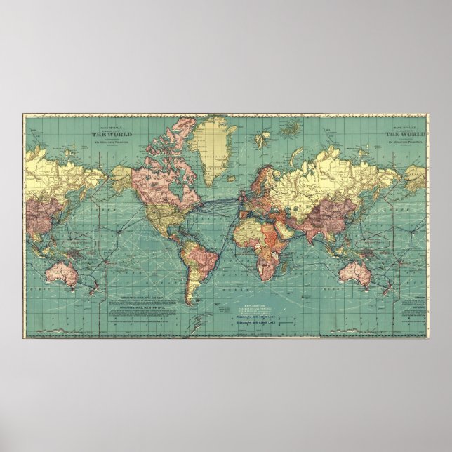 Póster Mapa del mundo en 1919-1921 (Frente)
