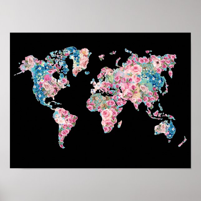Póster Mapa del mundo floral (Frente)