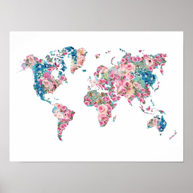 Póster Mapa del mundo floral (Frente)