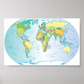 Póster Mapa del mundo fragmentado