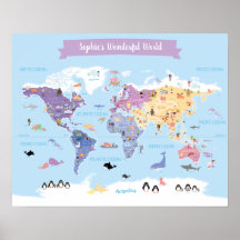 Mapa del mundo infantil con Ilustraciones