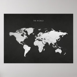 Póster Mapa del mundo plateado