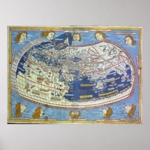 Póster Mapa del mundo Ptolemaic
