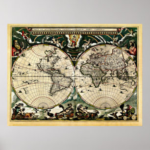 Póster Mapa del mundo restaurado #2