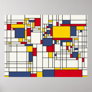 Póster Mapa del mundo Resumen del estilo de Mondrian