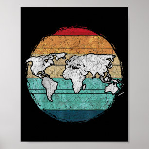 Póster Mapa del mundo retro