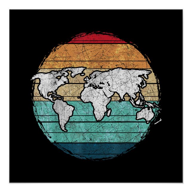Póster Mapa del mundo retro (Anverso)