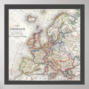 Póster Mapa del mundo retro histórico medieval antiguo