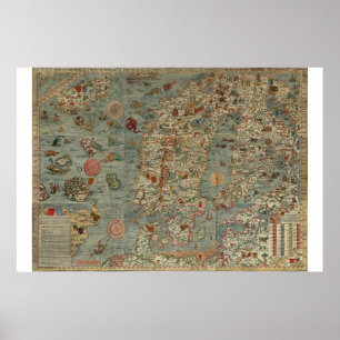 Póster Mapa del Mundo Viejo "Carta Marina"