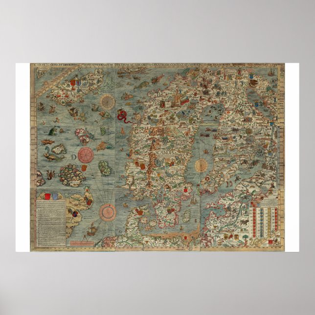 Póster Mapa del Mundo Viejo "Carta Marina" (Frente)