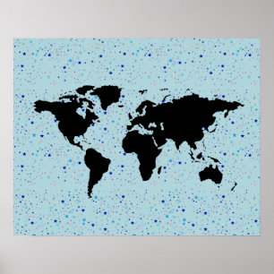 Póster mapa del mundo y las estrellas