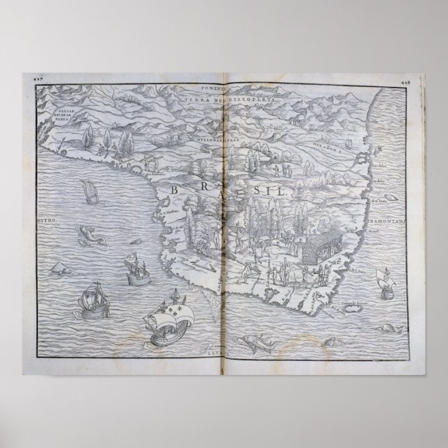 Póster Mapa del noreste de Brasil (Frente)